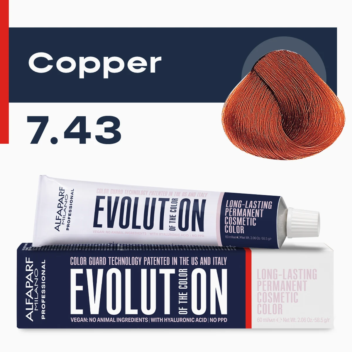 ALFAPARF MILANO Professional Крем-краска перманентная 7.43 Evolution of the Color , 60мл