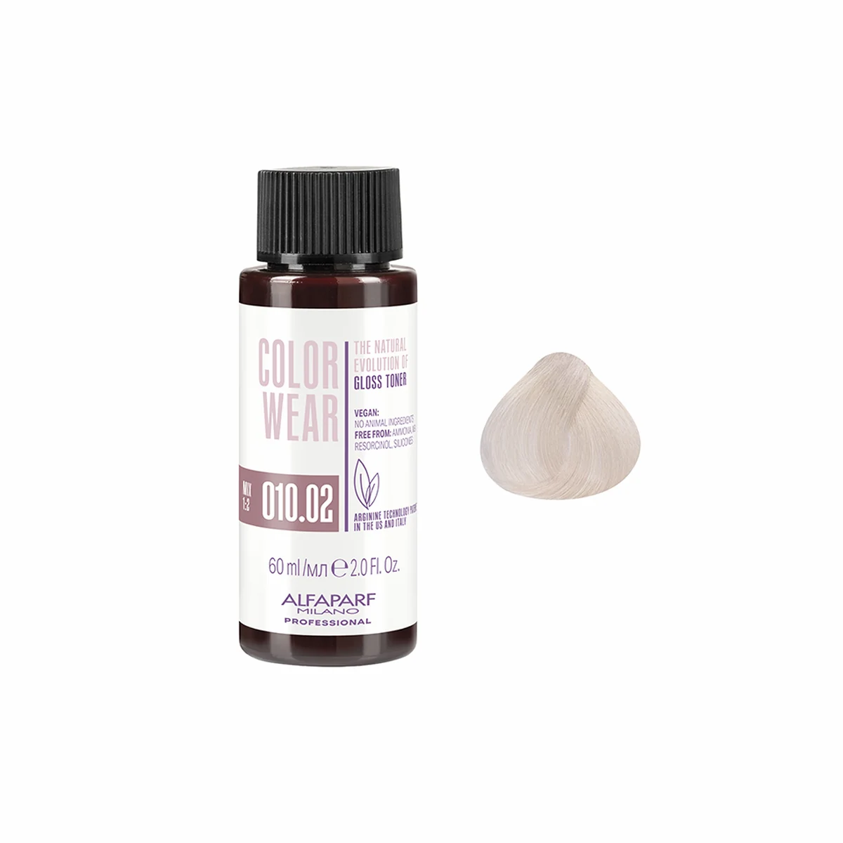 ALFAPARF MILANO Professional Тонирующий краситель GLOSS TONER 010.02 СOLOR WEAR, 60 мл