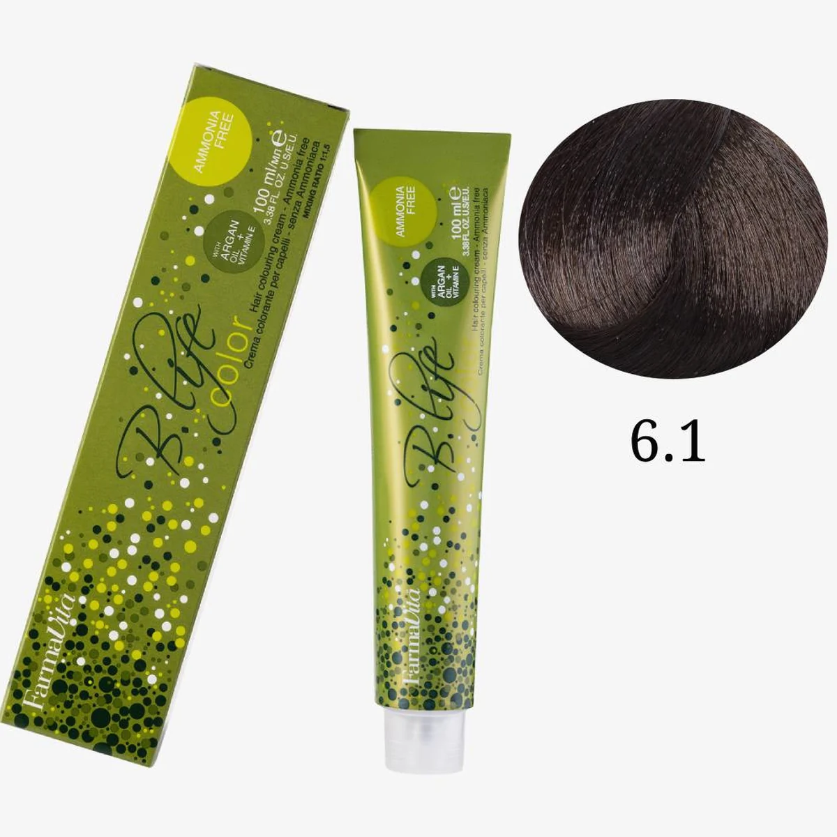 Farmavita FarmaVita, Краска для волос Bio Life Color 6.1 Темный блондин пепельный, 100мл