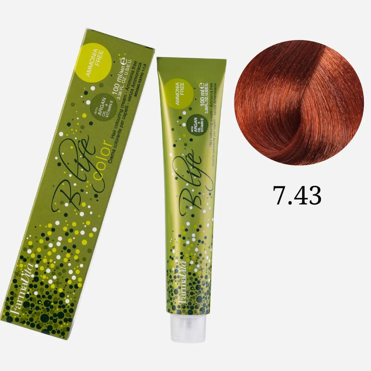 Farmavita FarmaVita, Краска для волос Bio Life Color 7.43 Блондин медно-золотистый, 100мл