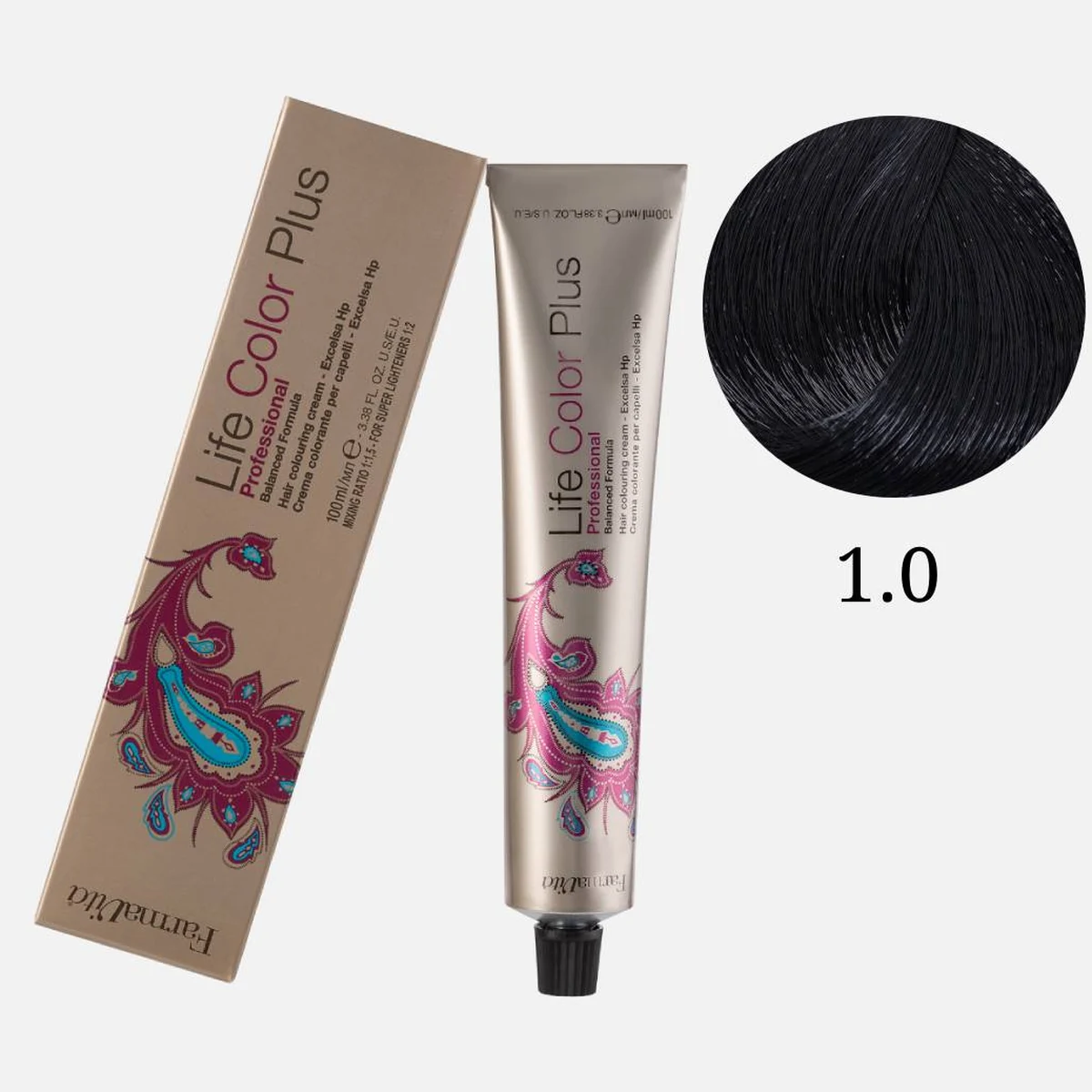 Farmavita FarmaVita, Краска для волос Life Color Plus 1.0 Черный, 100 мл