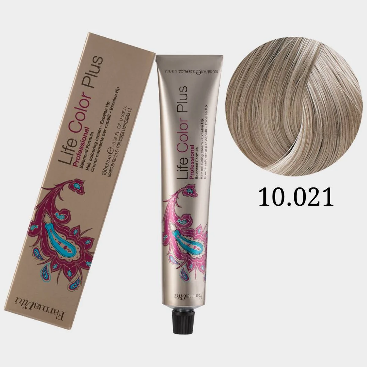 Farmavita FarmaVita, Краска для волос Life Color Plus 10.021 Платиново-жемчужный пепельный блонд, 100 мл