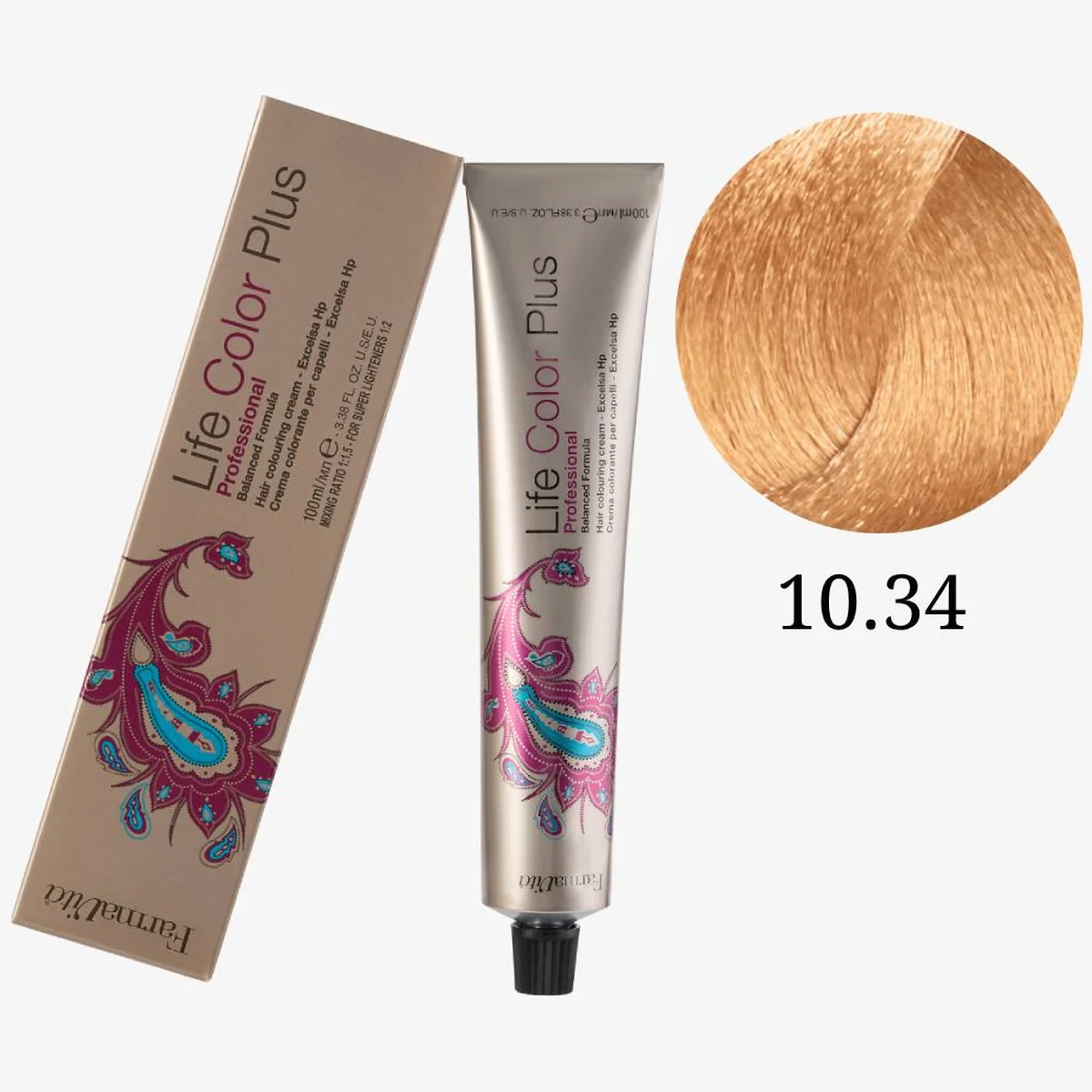 Farmavita FarmaVita, Краска для волос Life Color Plus 10.34 Платиновый золотисто-медный блондин, 100 мл