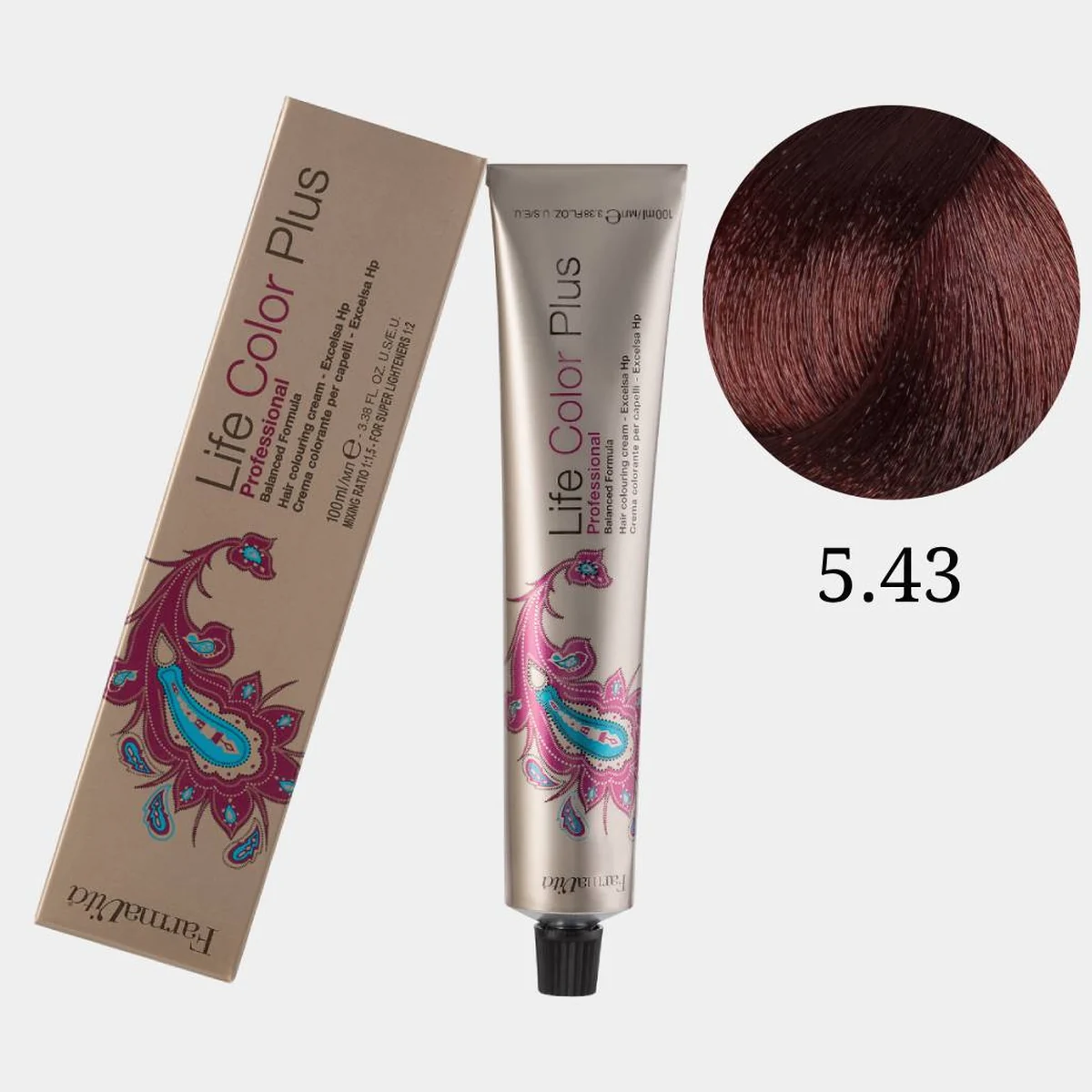 Farmavita FarmaVita, Краска для волос Life Color Plus 5.43 Светло-каштановый медно-золотистый, 100 мл