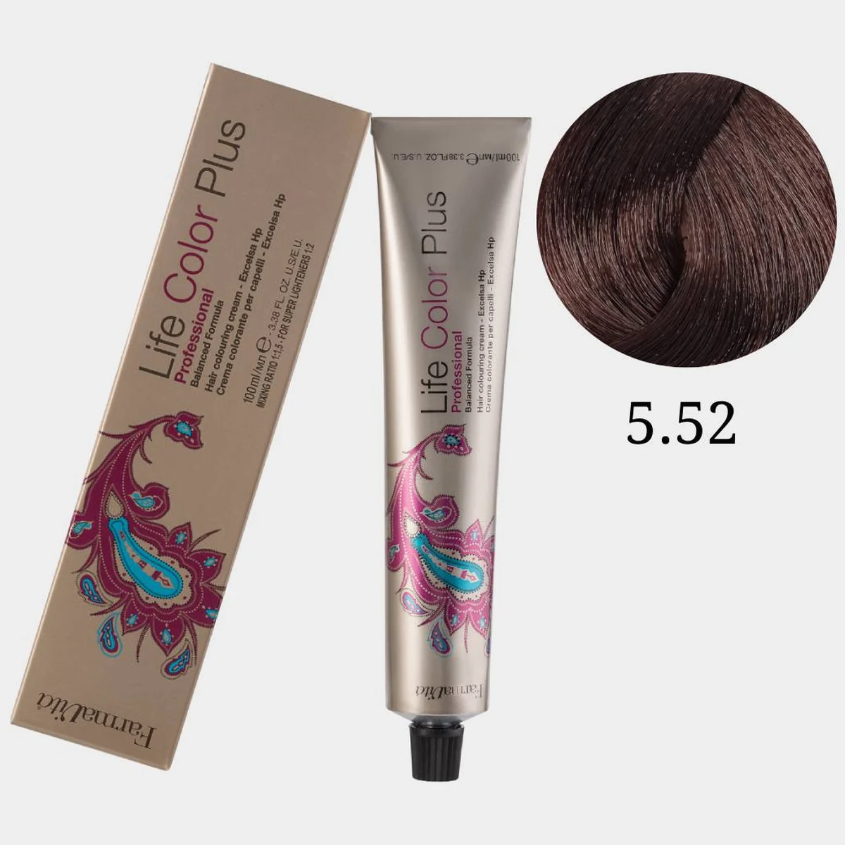 Farmavita FarmaVita, Краска для волос Life Color Plus 5.52 Светло-каштановый шоколадный (красное дерево) 100мл