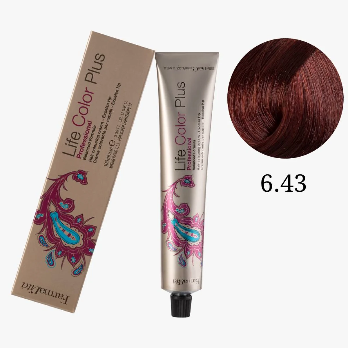 Farmavita FarmaVita, Краска для волос Life Color Plus 6.43 Темный блондин медно-золотистый, 100 мл