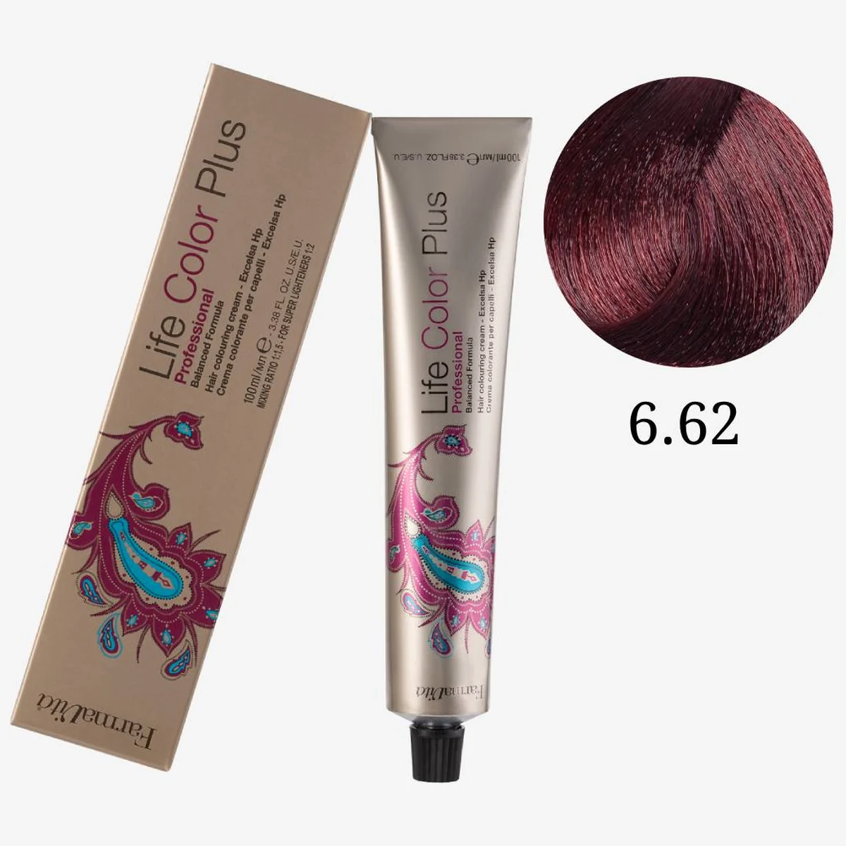 Farmavita FarmaVita, Краска для волос Life Color Plus 6.62 Темный блондин, фиолетово-красный, 100 мл