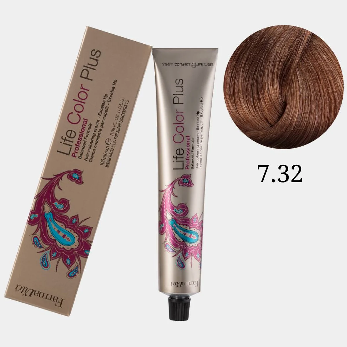 Farmavita FarmaVita, Краска для волос Life Color Plus 7.32 Блондин золотистый ирис, 100 мл