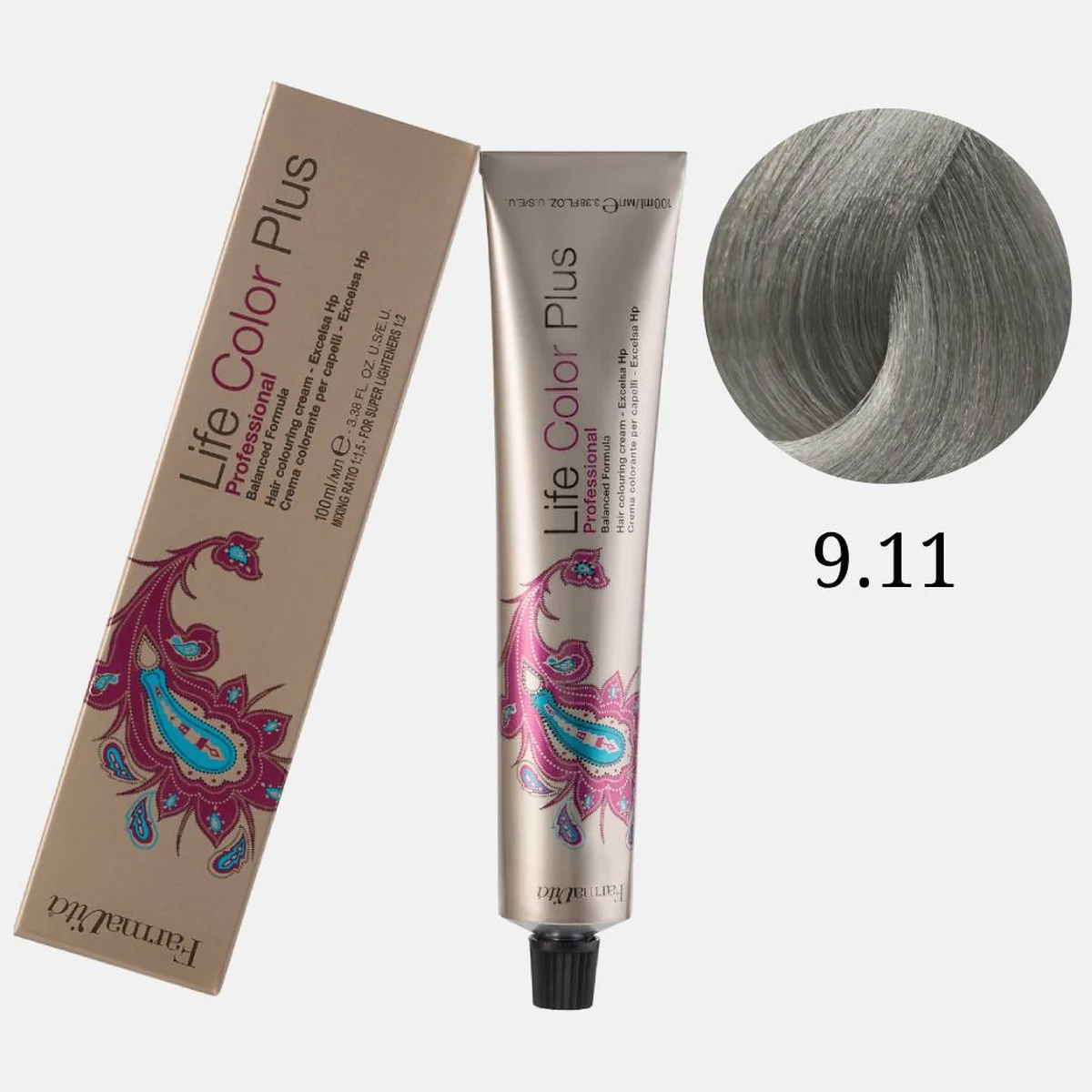 Farmavita FarmaVita, Краска для волос Life Color Plus 9.11 Очень светлый интенсивный пепельный блондин, 100 мл