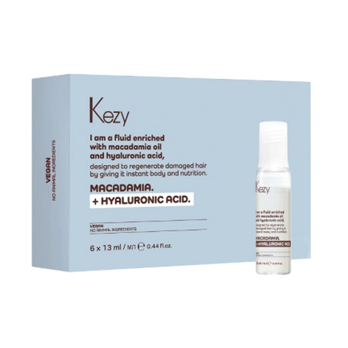 Kezy Kezy, Флюид для восстановления слабых и поврежденных волос I am MACADAMIA + HYALURONIC ACI, 6 х 13мл