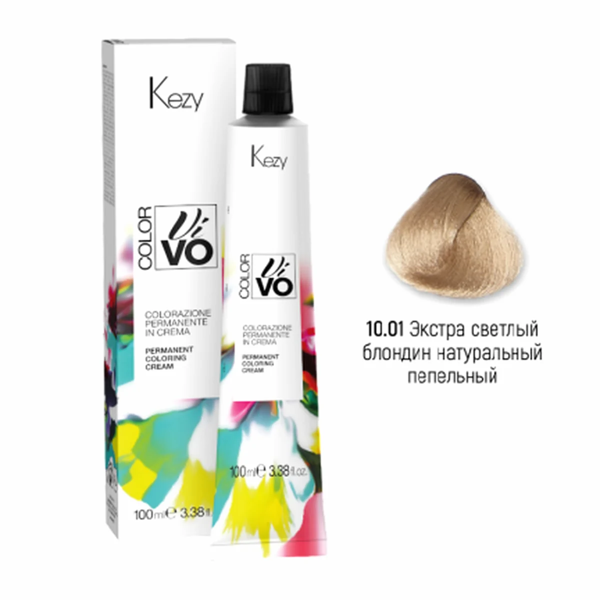 Kezy Kezy, Крем-краска Color Vivo 10.01 Экстра светлый блондин натуральный пепельный, 100 мл