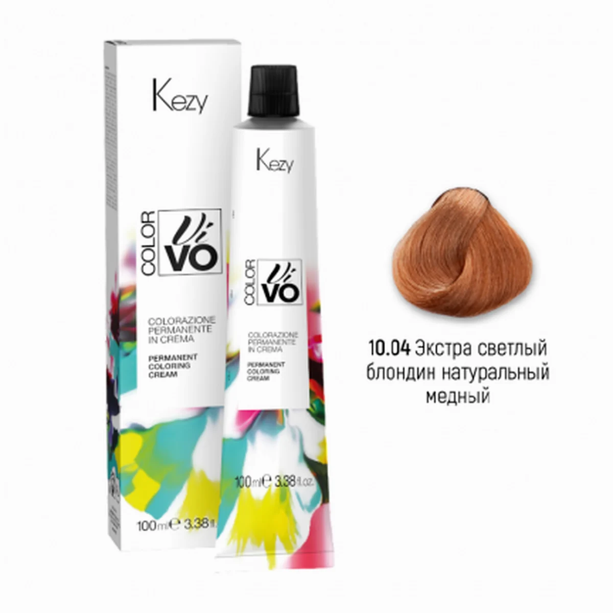 Kezy Kezy, Крем-краска Color Vivo 10.04 Экстра светлый блондин натуральный медный, 100 мл