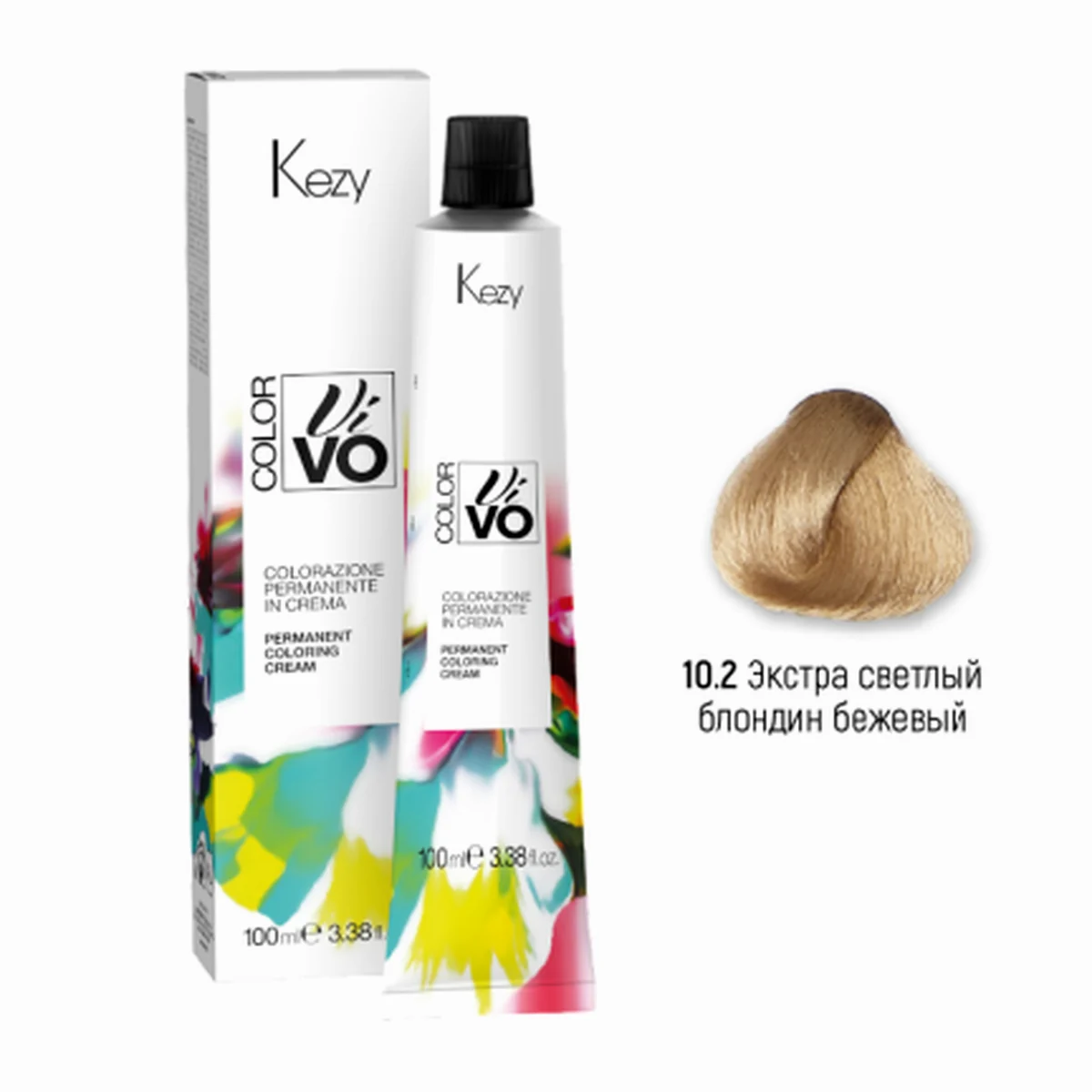 Kezy Kezy, Крем-краска Color Vivo 10.2 Экстра светлый блондин бежевый, 100 мл