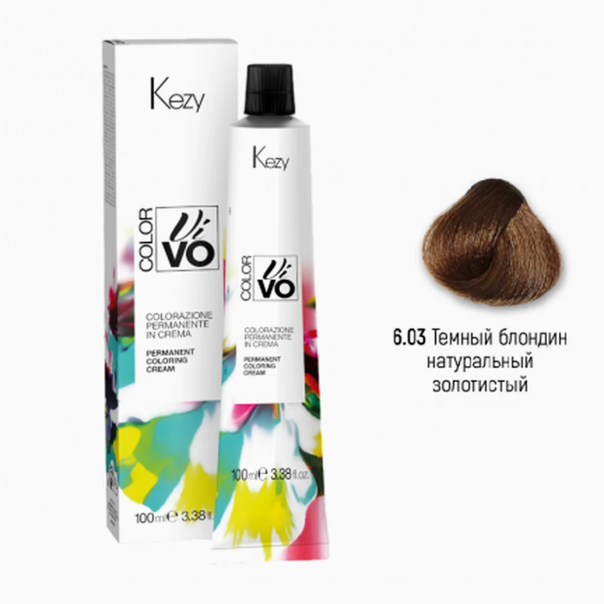 Kezy Kezy, Крем-краска Color Vivo 6.03 Темный блондин натуральный золотистый, 100 мл