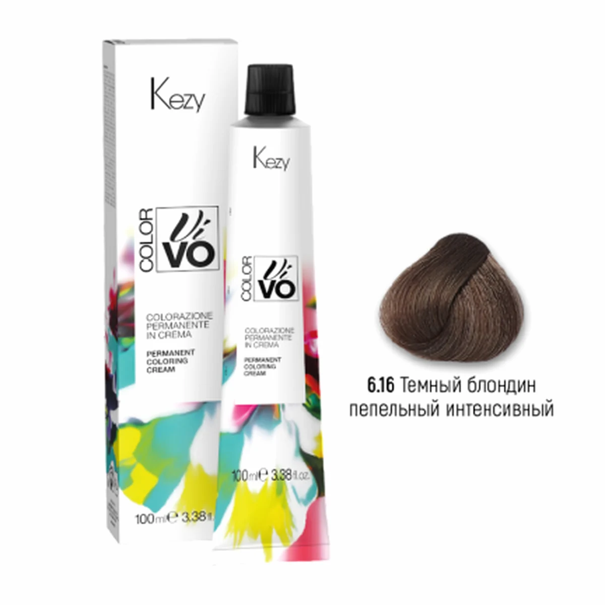 Kezy Kezy, Крем-краска Color Vivo 6.16 Темный блондин пепельный интенсивный, 100 мл