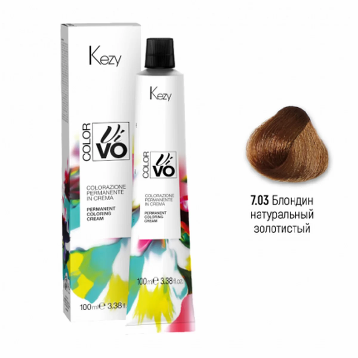 Kezy Kezy, Крем-краска Color Vivo 7.03 Блондин натуральный золотистый, 100 мл