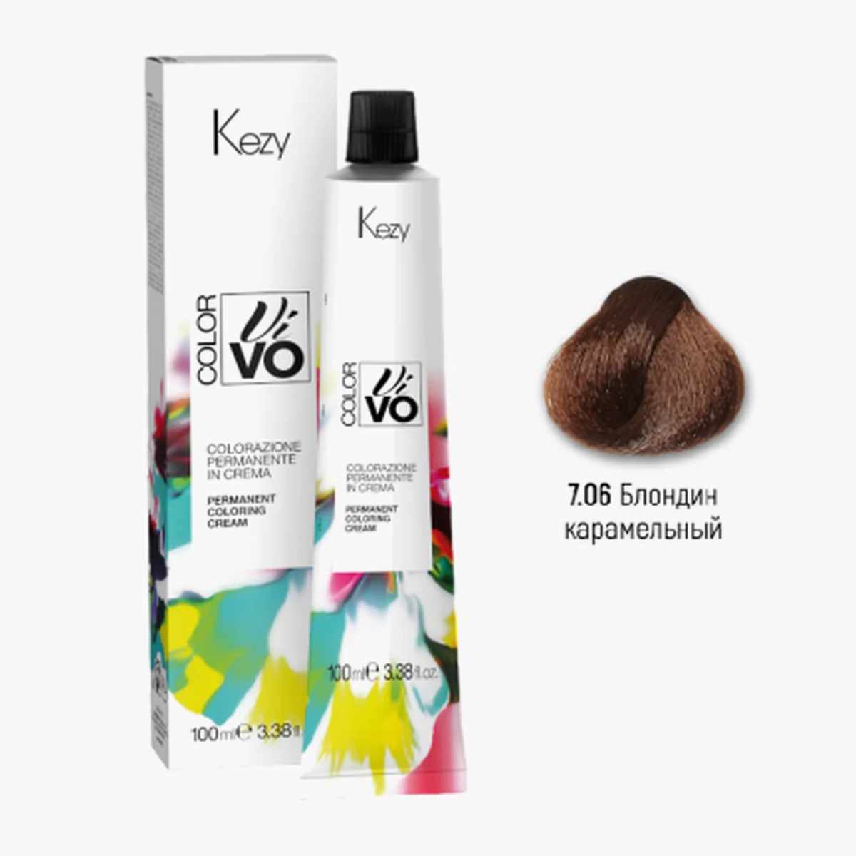Kezy Kezy, Крем-краска Color Vivo 7.06 Блондин карамельный, 100 мл