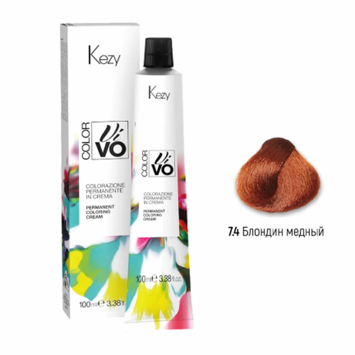 Kezy Kezy, Крем-краска Color Vivo 7.4 Блондин медный, 100 мл