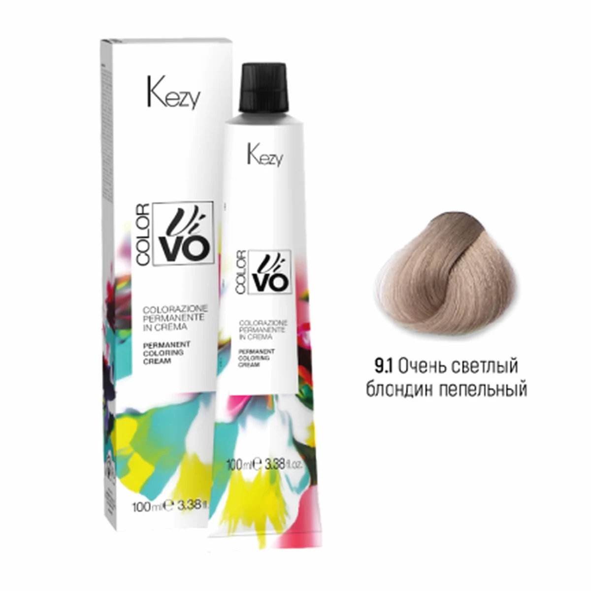 Kezy Kezy, Крем-краска Color Vivo 9.1 Очень светлый блондин пепельный, 100 мл