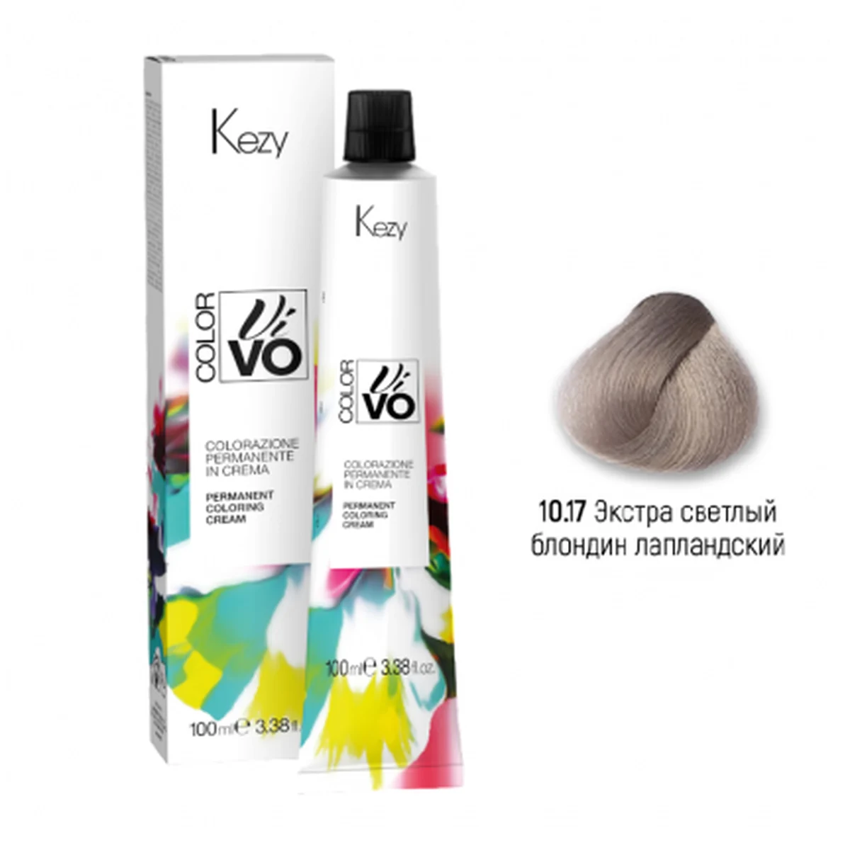 Kezy Kezy, Крем-краска Color Vivo No Ammonia 10.17 Экстра светлый блондин лапландский “тон в тон”, 100 мл