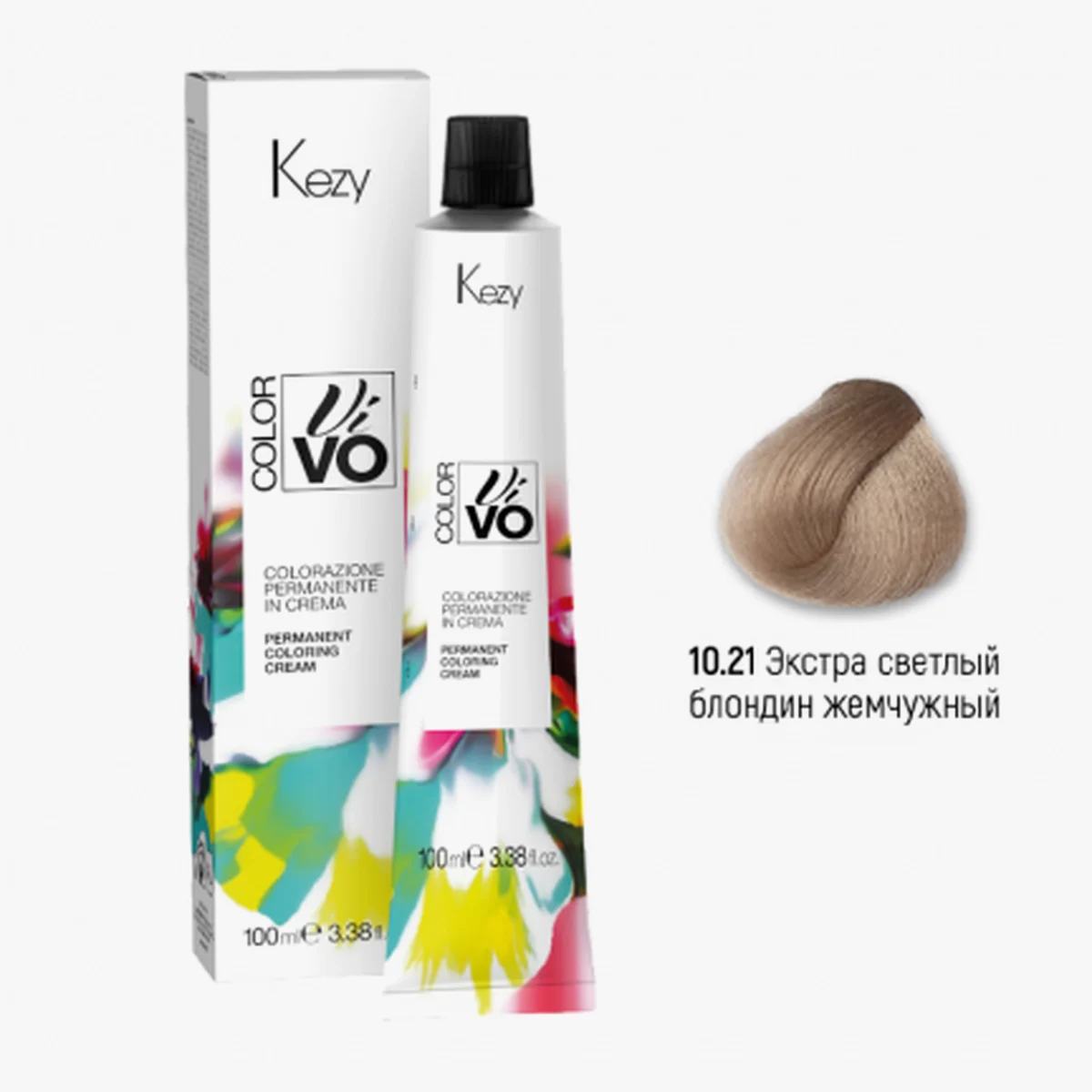 Kezy Kezy, Крем-краска Color Vivo No Ammonia 10.21 Экстра светлый блондин жемчужный “тон в тон”, 100 мл