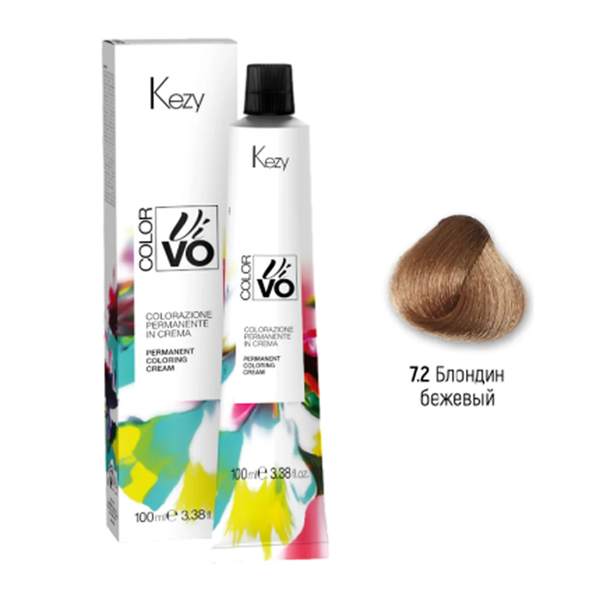 Kezy Kezy, Крем-краска Color Vivo No Ammonia 7.2 Блондин бежевый “тон в тон”, 100 мл