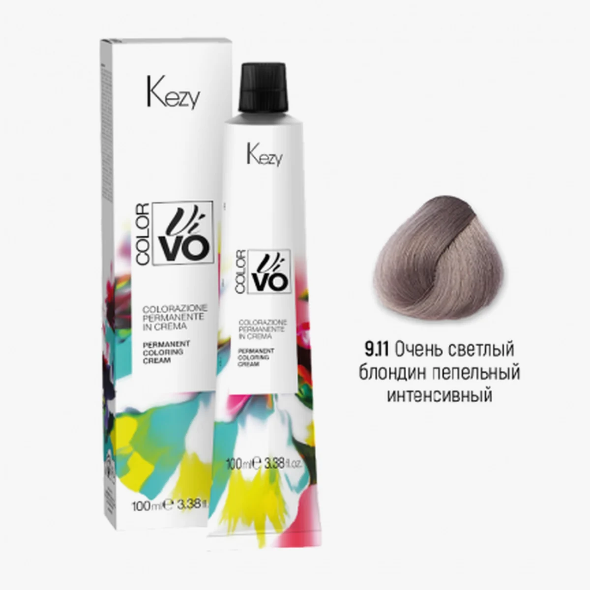 Kezy Kezy, Крем-краска Color Vivo No Ammonia 9.11 Очень светлый блондин пепельный инте“тон в тон”, 100 мл
