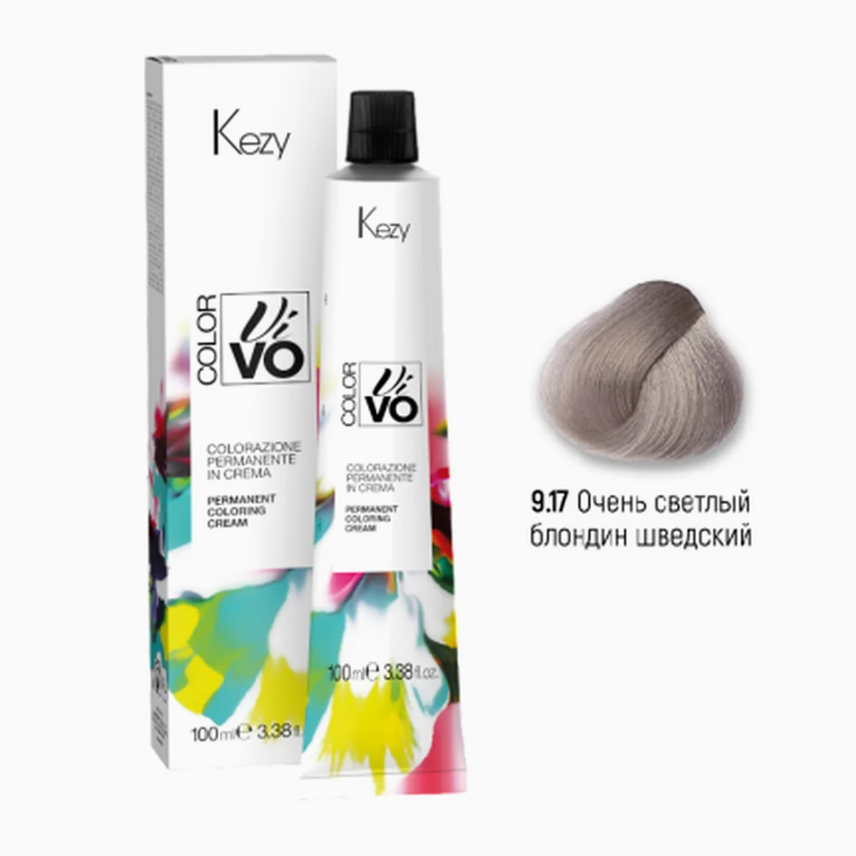 Kezy Kezy, Крем-краска Color Vivo No Ammonia 9.17 Очень светлый блондин шведский “тон в тон”, 100 мл