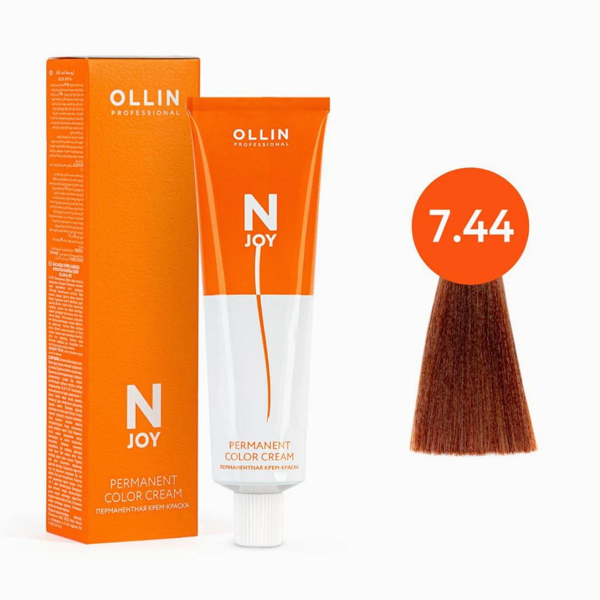 Ollin Ollin, Крем-краска для волос N-Joy 7/44 Русый интенсивно-медный, 100 мл