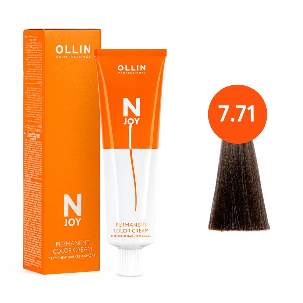 Ollin Ollin, Крем-краска для волос N-Joy 7/71 Русый коричнево-пепельный, перманентная, 100 мл