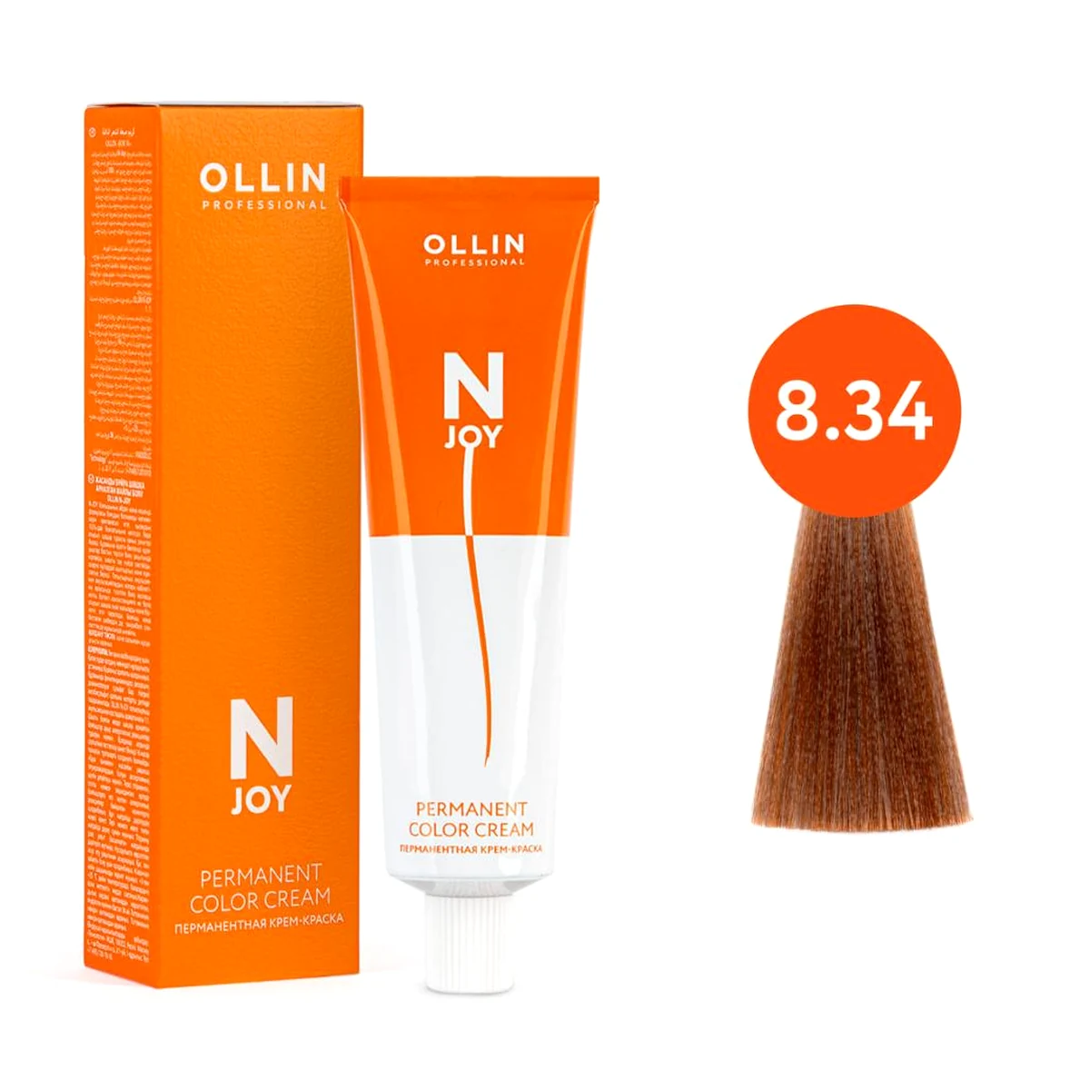 Ollin Ollin, Крем-краска для волос N-Joy 8/34 Светло-русый золотисто-медный, 100 мл