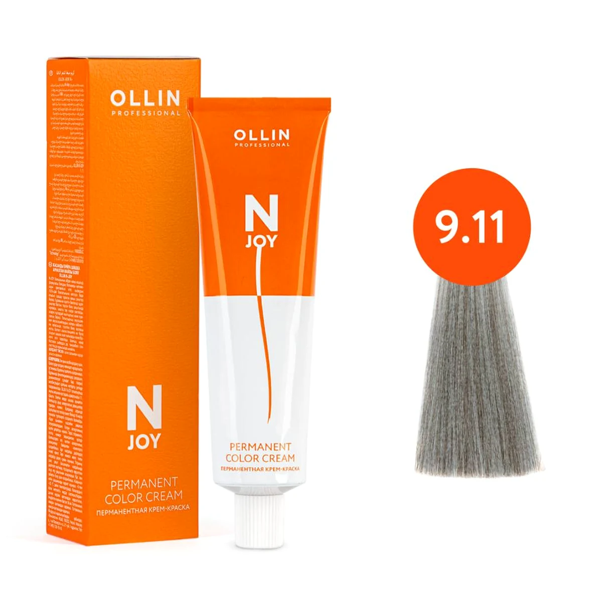 Ollin Ollin, Крем-краска для волос N-Joy 9/11 Блондин интенсивно-пепельный, перманентная, 100 мл