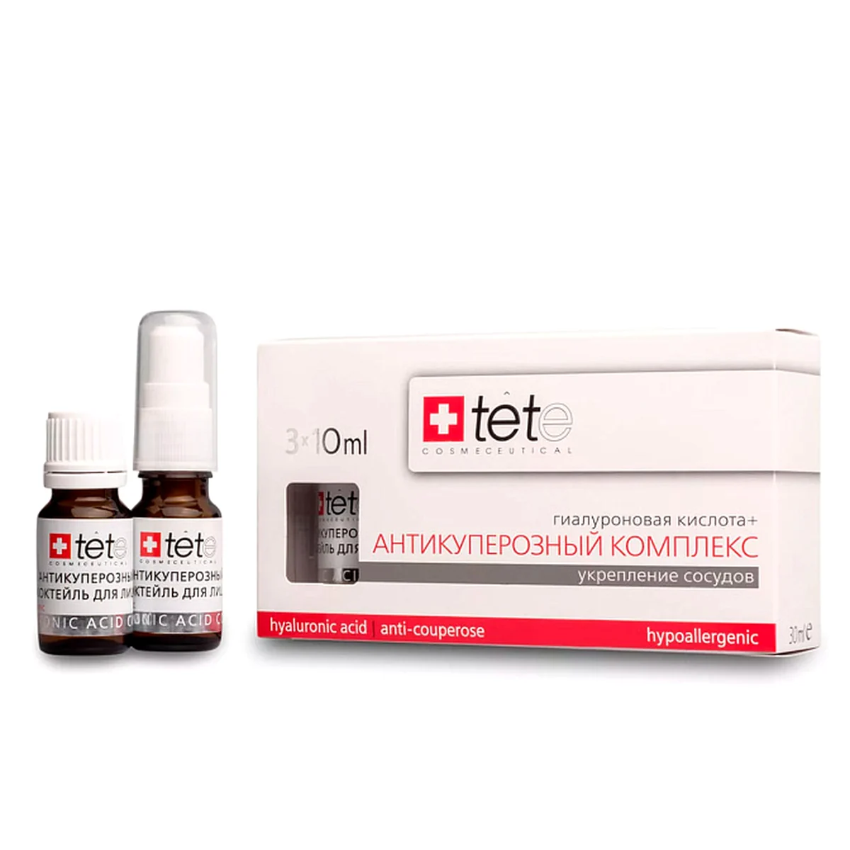 TETe Cosmeceutical TETe Cosmeceutical, Гиалуроновая кислота с антикуперозным комплексом, 3*10 мл, фото 1