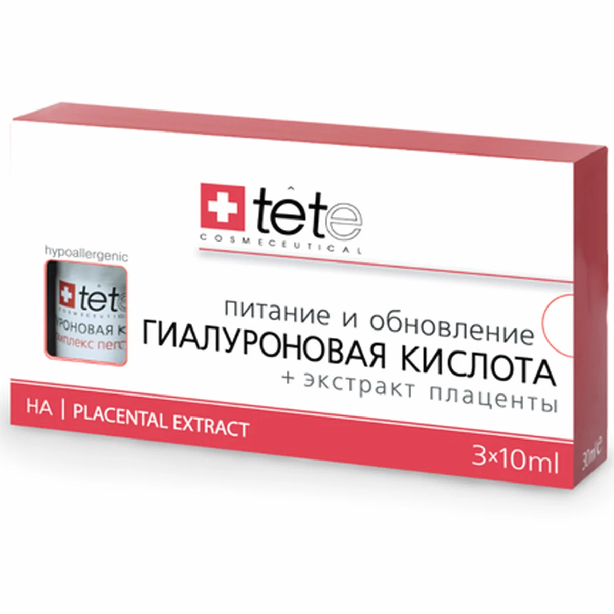 TETe Cosmeceutical TETe Cosmeceutical, Гиалуроновая кислота с экстрактом плаценты, 3*10 мл