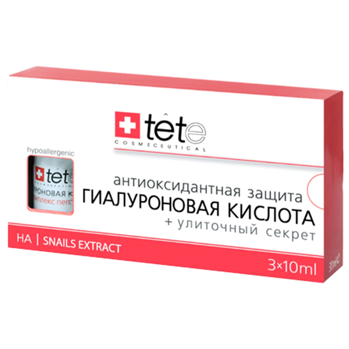 TETe Cosmeceutical TETe Cosmeceutical, Гиалуроновая кислота с улиточным секретом, 3*10 мл