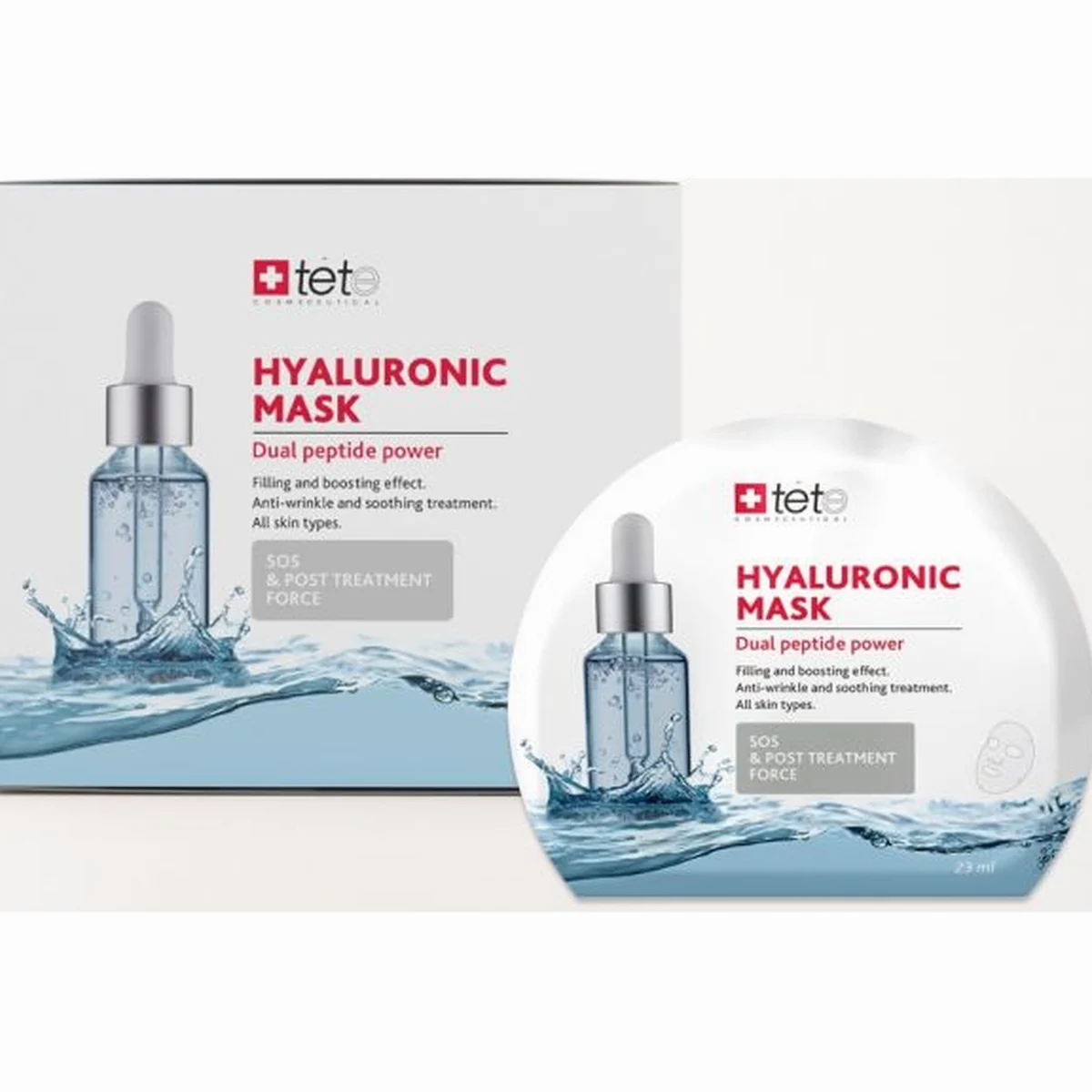 TETe Cosmeceutical TETe Cosmeceutical, Тканевая маска для лица BOX Hyaluronic Mask SOS  and Post treatment force 1шт/уп