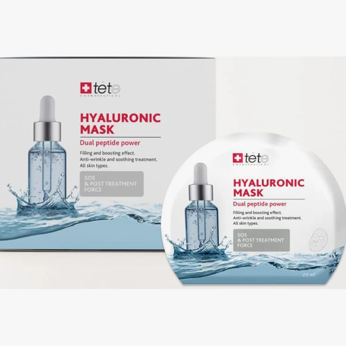 TETe Cosmeceutical TETe Cosmeceutical, Тканевая маска для лица BOX Hyaluronic Mask SOS  and Post treatment force 6шт/уп