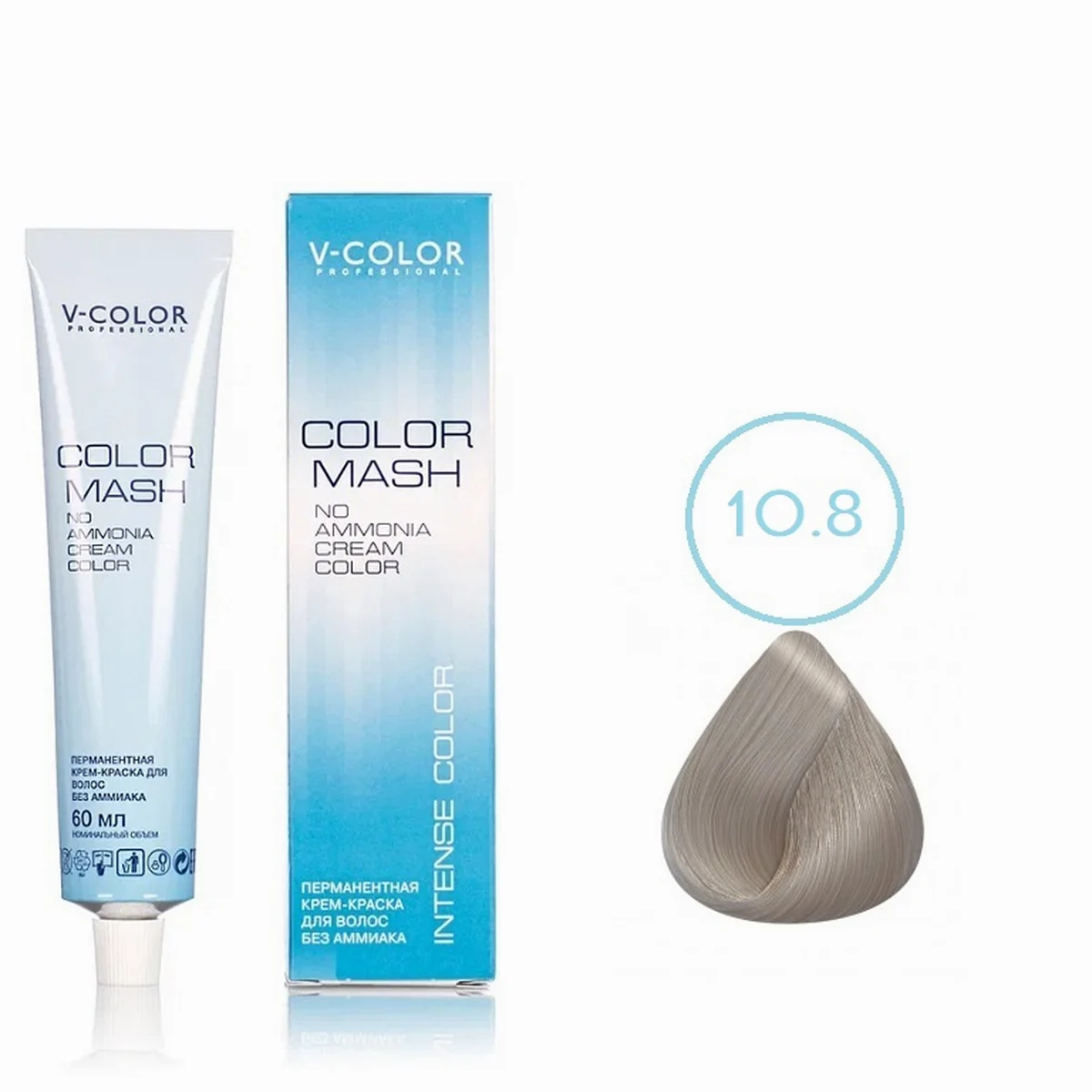 V-Color V-Color, Краска для волос Color Mash  10.8 Светлый Блондин Жемчужный , 60мл