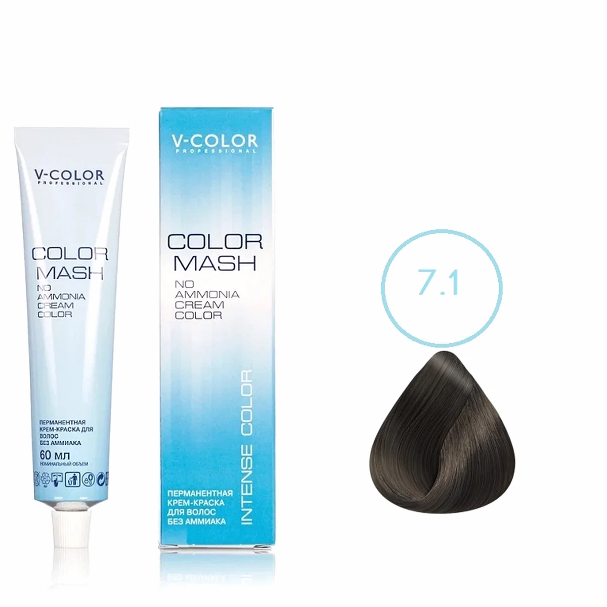 V-Color V-Color, Краска для волос Color Mash  7.1 Русый Пепельный , 60мл