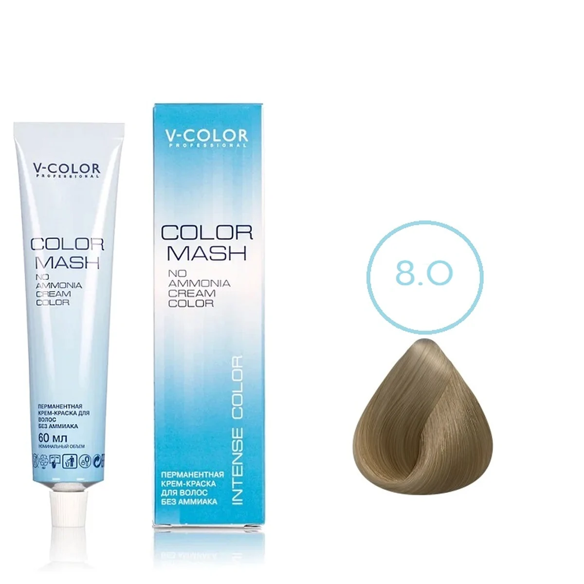 V-Color V-Color, Краска для волос Color Mash  8.0 Светло-русый , 60мл