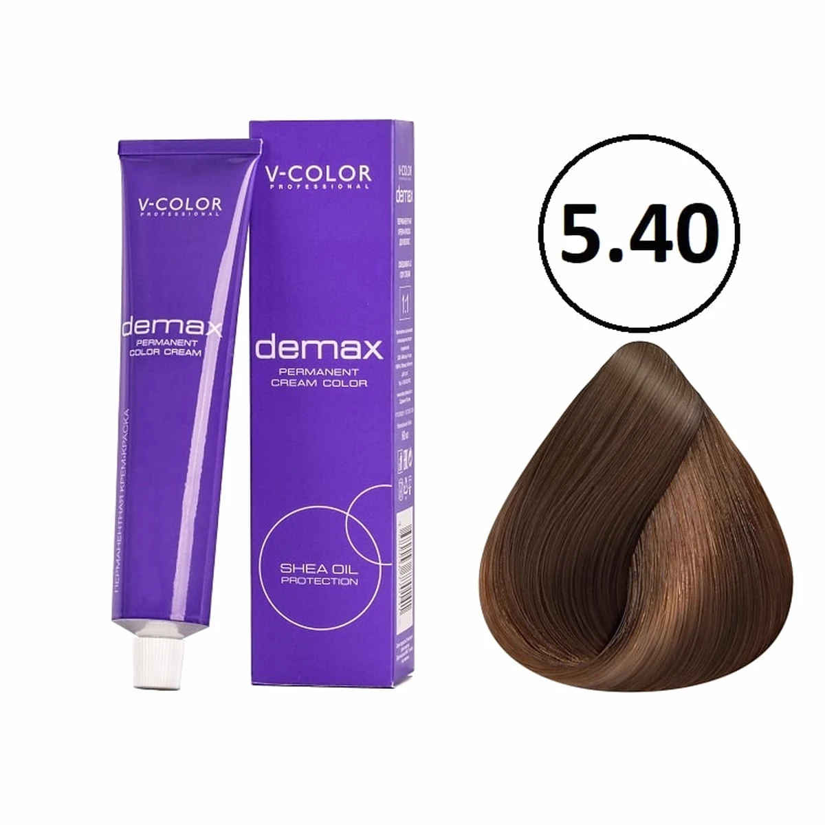 V-Color V-Color, Краска для волос Demax 5.40 Светло-Коричневый Медный Натуральный , 60 мл