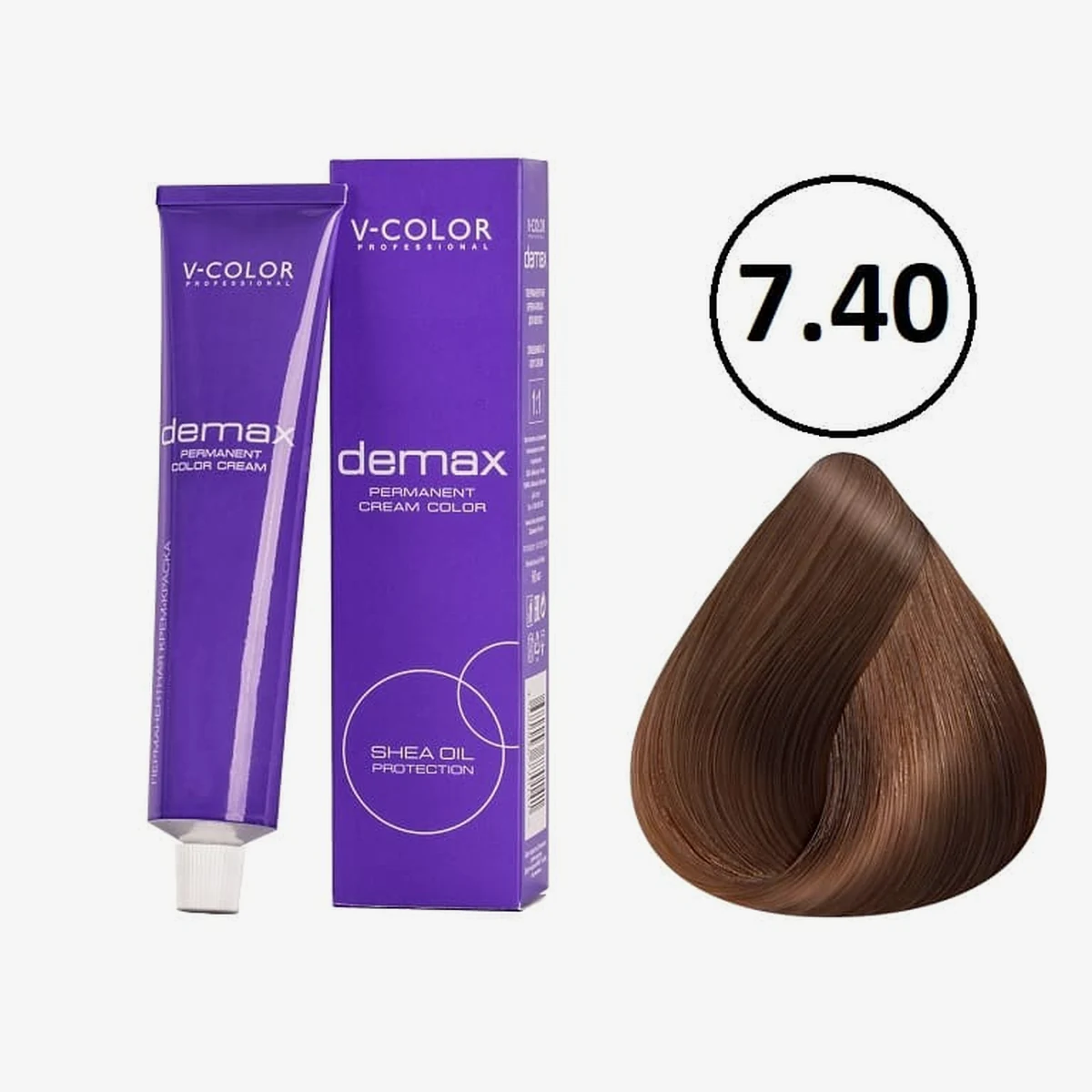 V-Color V-Color, Краска для волос Demax 7.40 Русый  Медный Натуральный , 60 мл