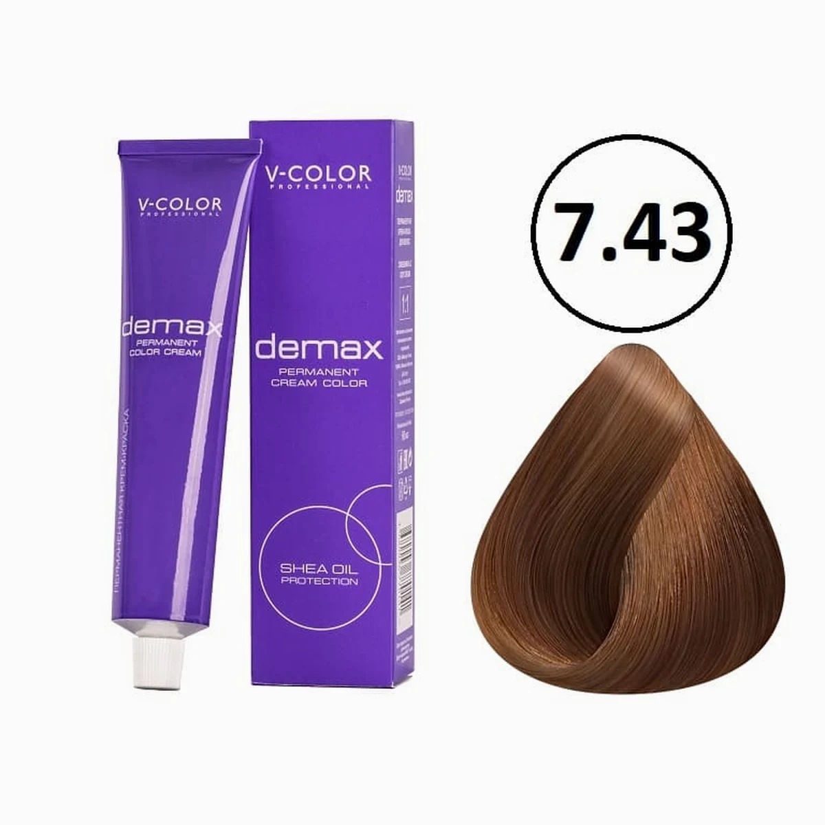 V-Color V-Color, Краска для волос Demax 7.43 Русый Медно-Золотистый , 60 мл