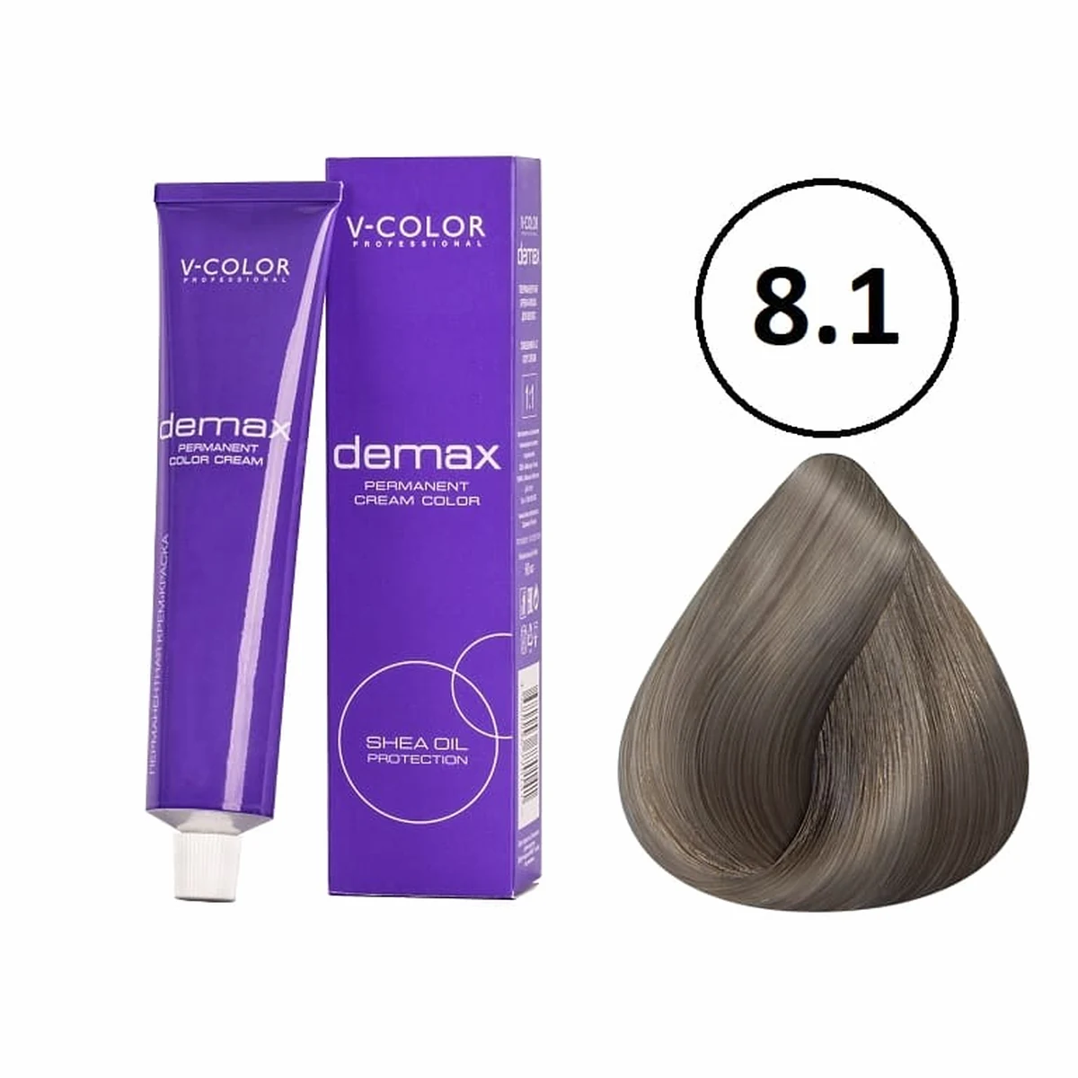 V-Color V-Color, Краска для волос Demax 8.1 Светло-русый Пепельный , 60 мл