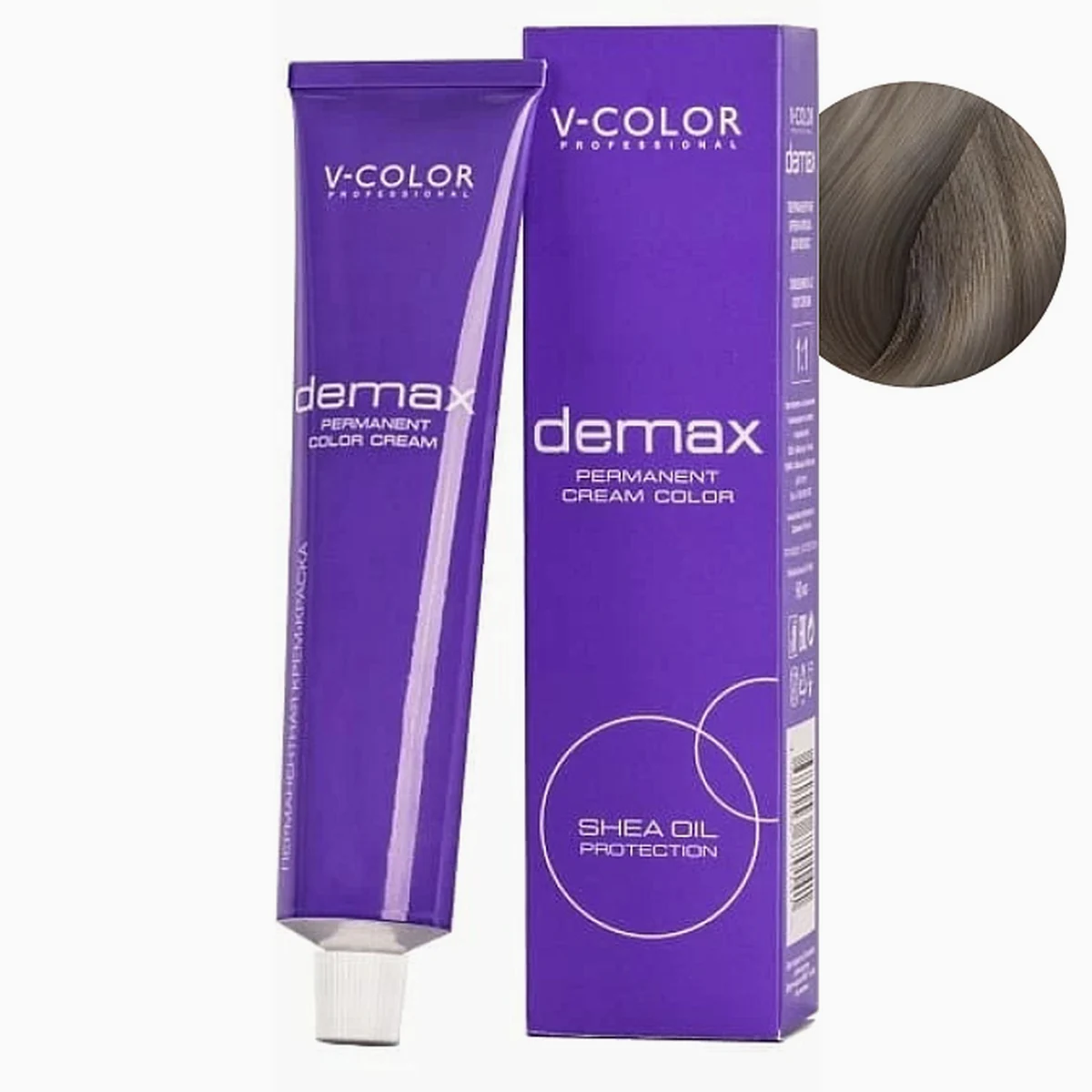V-Color V-Color, Краска для волос Demax 8.11 Интенсивный Светло-русый Пепельный , 60 мл