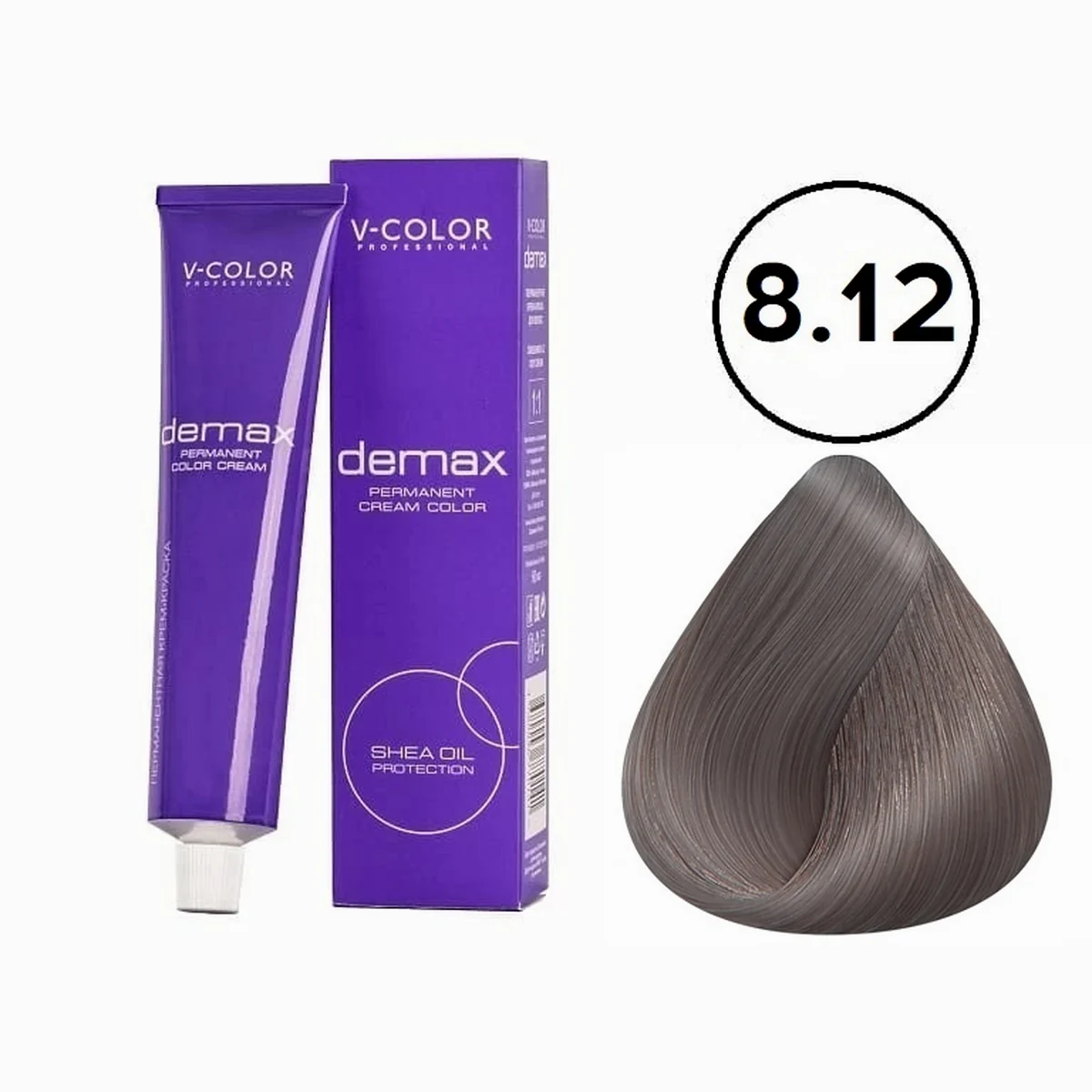 V-Color V-Color, Краска для волос Demax 8.12 Пепельно-перламутровый светло-русый , 60мл