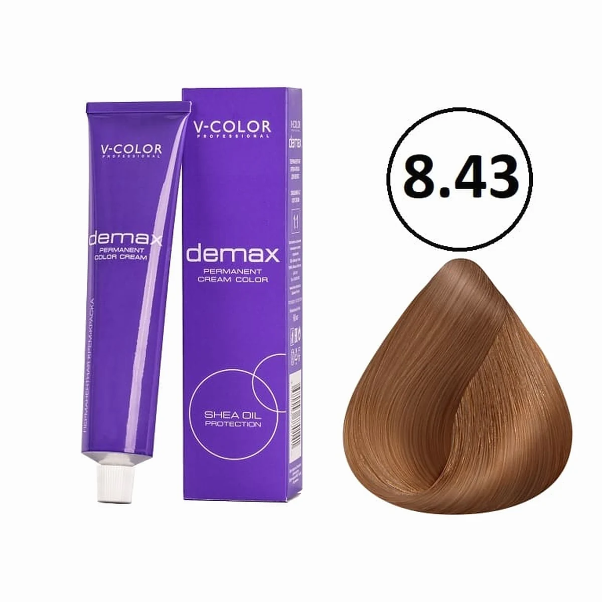 V-Color V-Color, Краска для волос Demax 8.43 Светло-русый Медно-золотистый , 60 мл